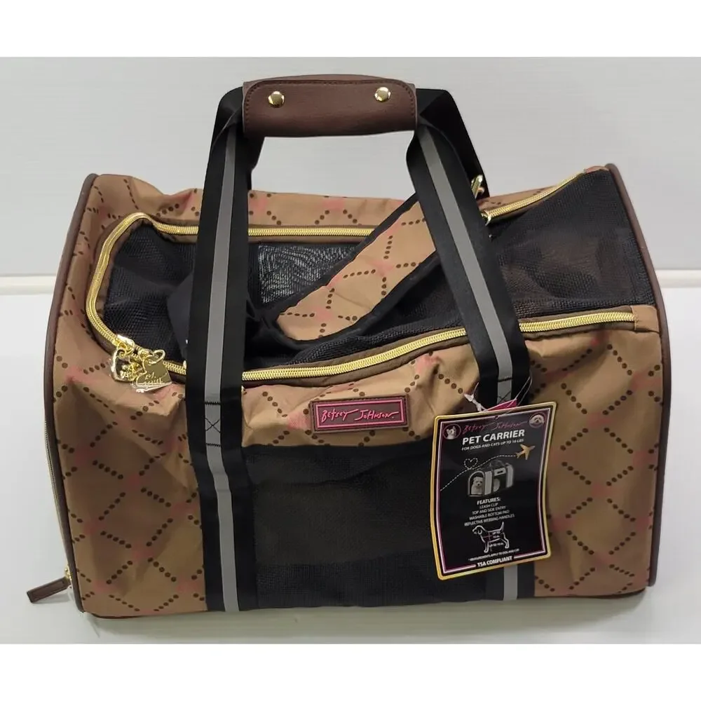 *Z) Betsey Johnson Pet Carrier Bag Chocolate TSA Compliant Up to 16lbs Dog Cat